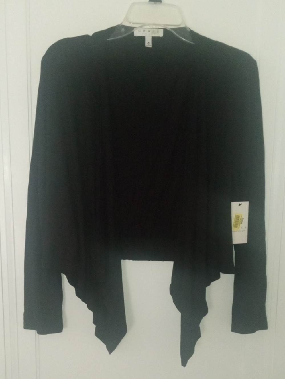 NWT medium CHAUS Black Open-Front Draped Cardigan Sweater